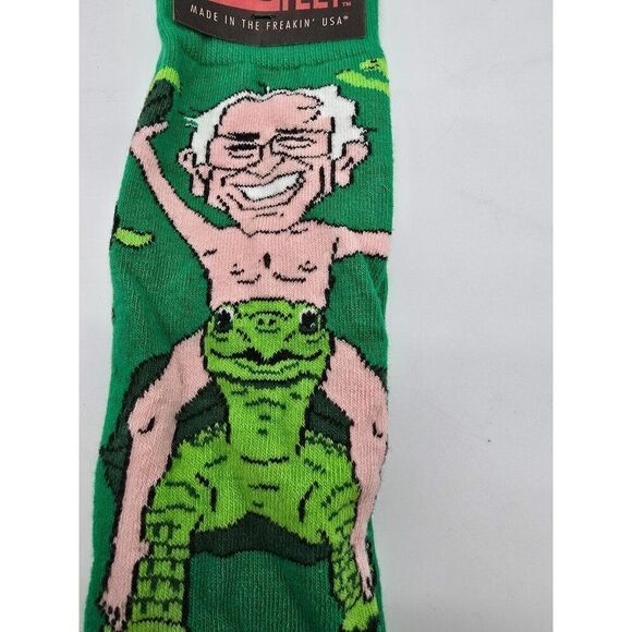 Freaker Feet Mens Green Bernie Sanders Free Turtles For All Socks - Picture 2 of 4